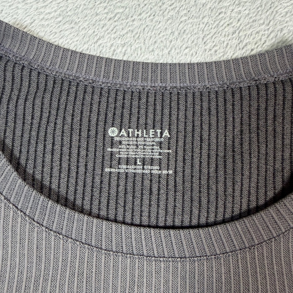 Athleta Two Tone Long Sleeve Shirt Womens Large Gray Black Ribbed Warm - Picture 3 of 9
